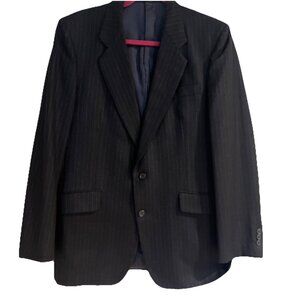 Sassoon Collection 100% WOOL Navy Blue Pinstripe Mens Blazer Sz 42R 2 Button